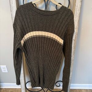BKE 67 Ribbed Stripe Sweater Mens XL Brown Cream USA Y2K Buckle